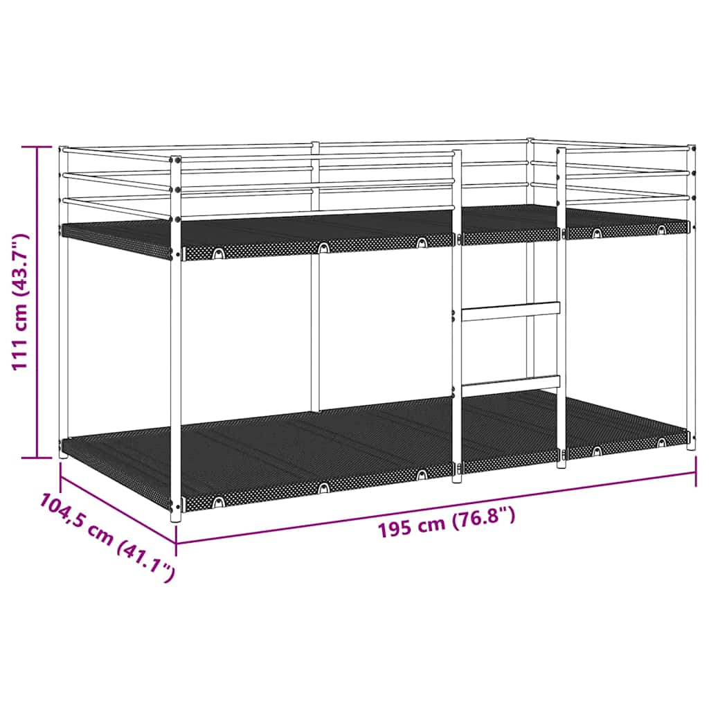 Lit superposé sans matelas noir 100x190 cm acier