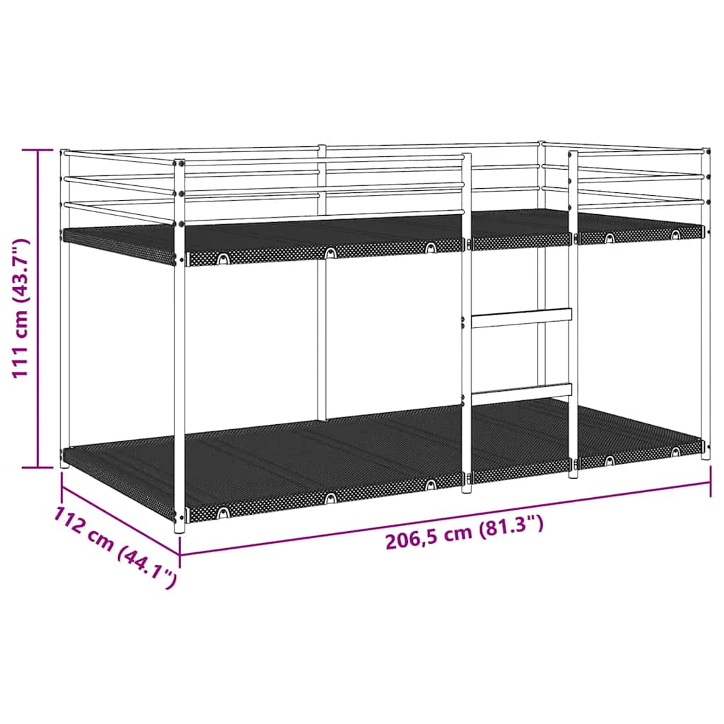 Lit superposé sans matelas noir 107x203 cm acier