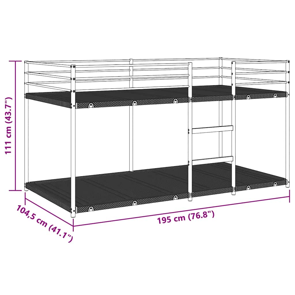 Lit superposé sans matelas blanc 100x190 cm acier