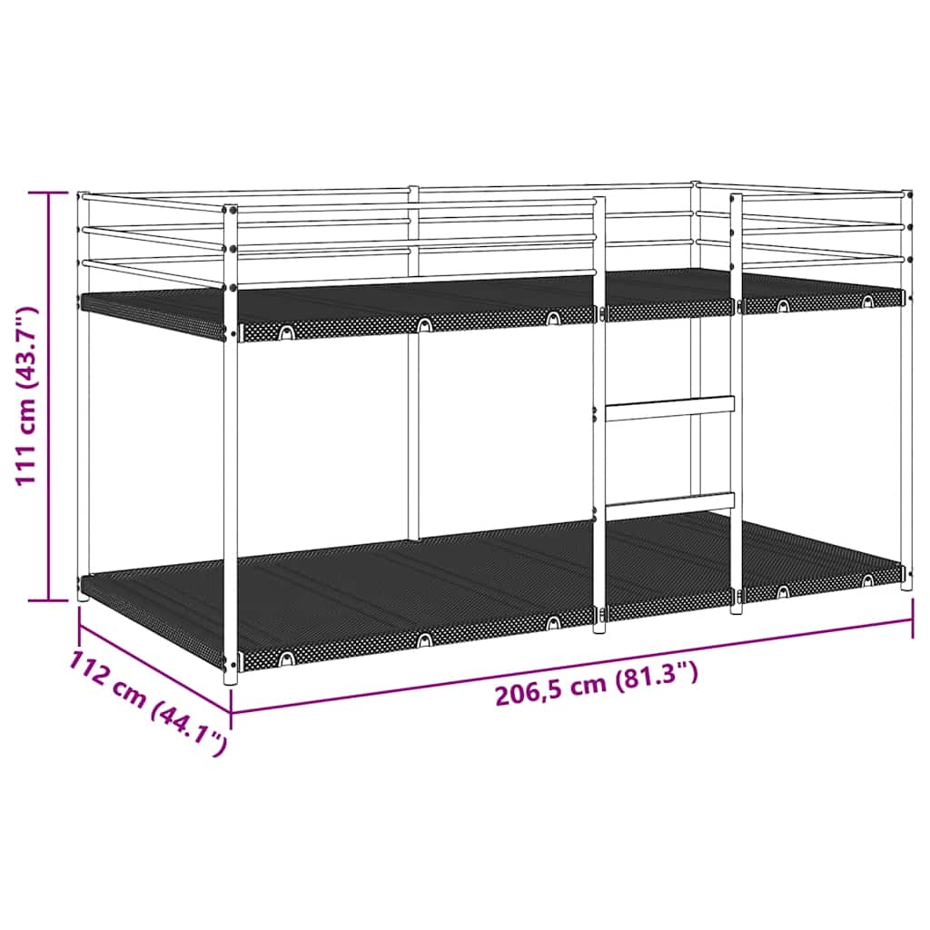 Lit superposé sans matelas blanc 107x203 cm acier