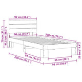 Cadre de lit avec tête de lit sans matelas 90x200 cm