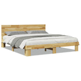 Bed frame with headboard without mattress 200 x 200 cm