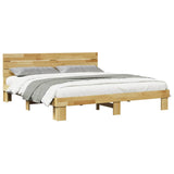 Bed frame with headboard without mattress 200 x 200 cm