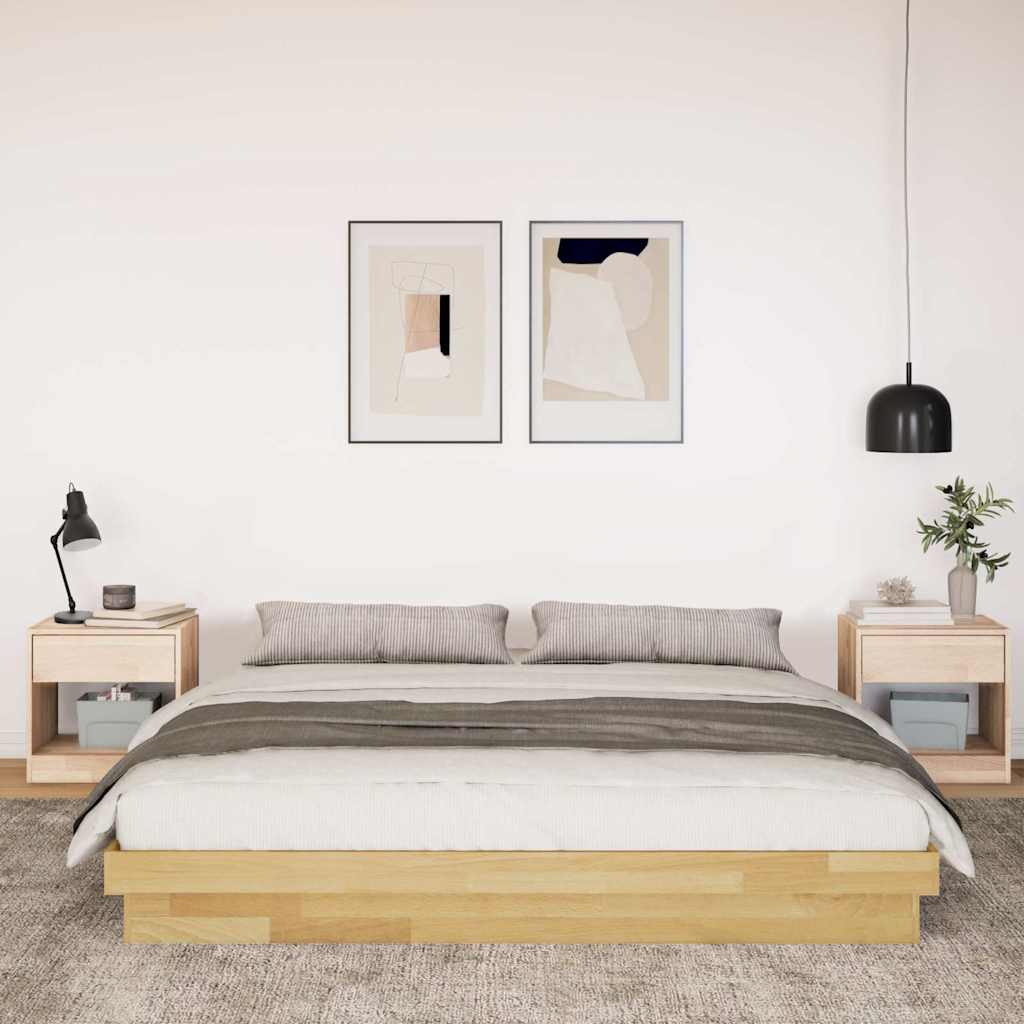 Bed frame without mattress 200 x 200 cm in solid oak wood