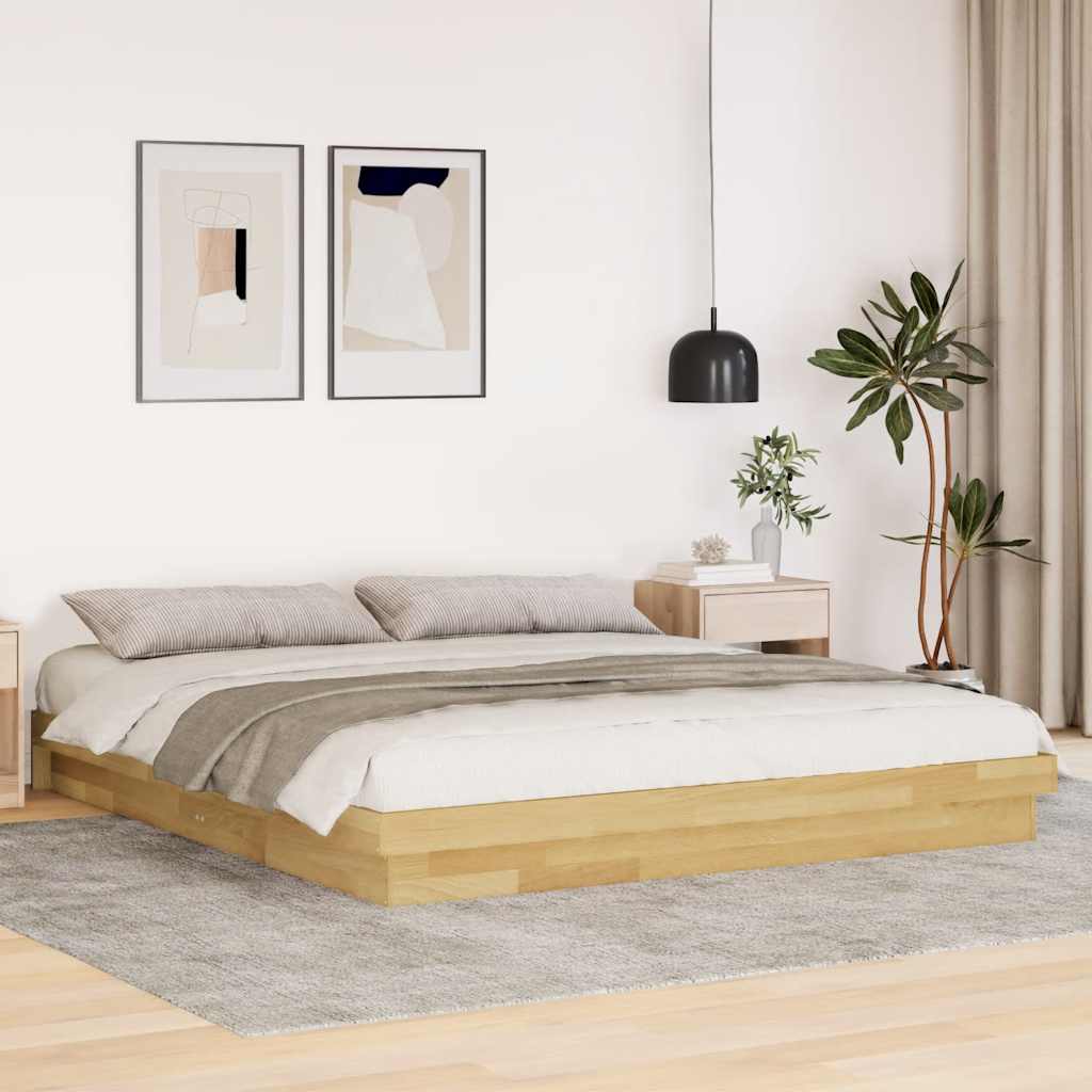 Bed frame without mattress 200 x 200 cm in solid oak wood