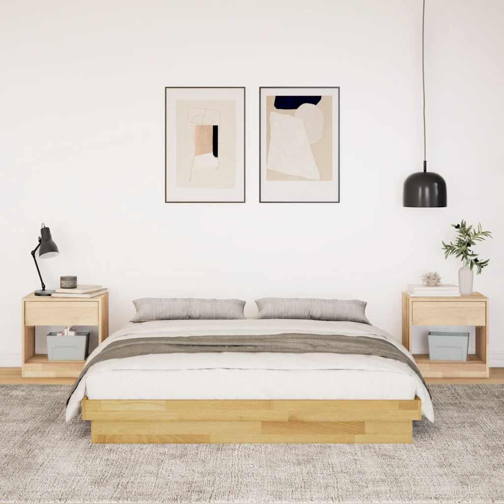 Bed frame without mattress 160x200 cm solid oak wood