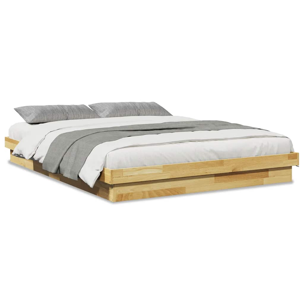 Cadre de lit sans matelas 150x200 cm bois massif de chêne