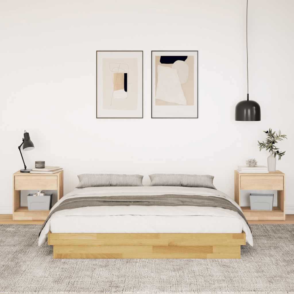 Cadre de lit sans matelas 150x200 cm bois massif de chêne