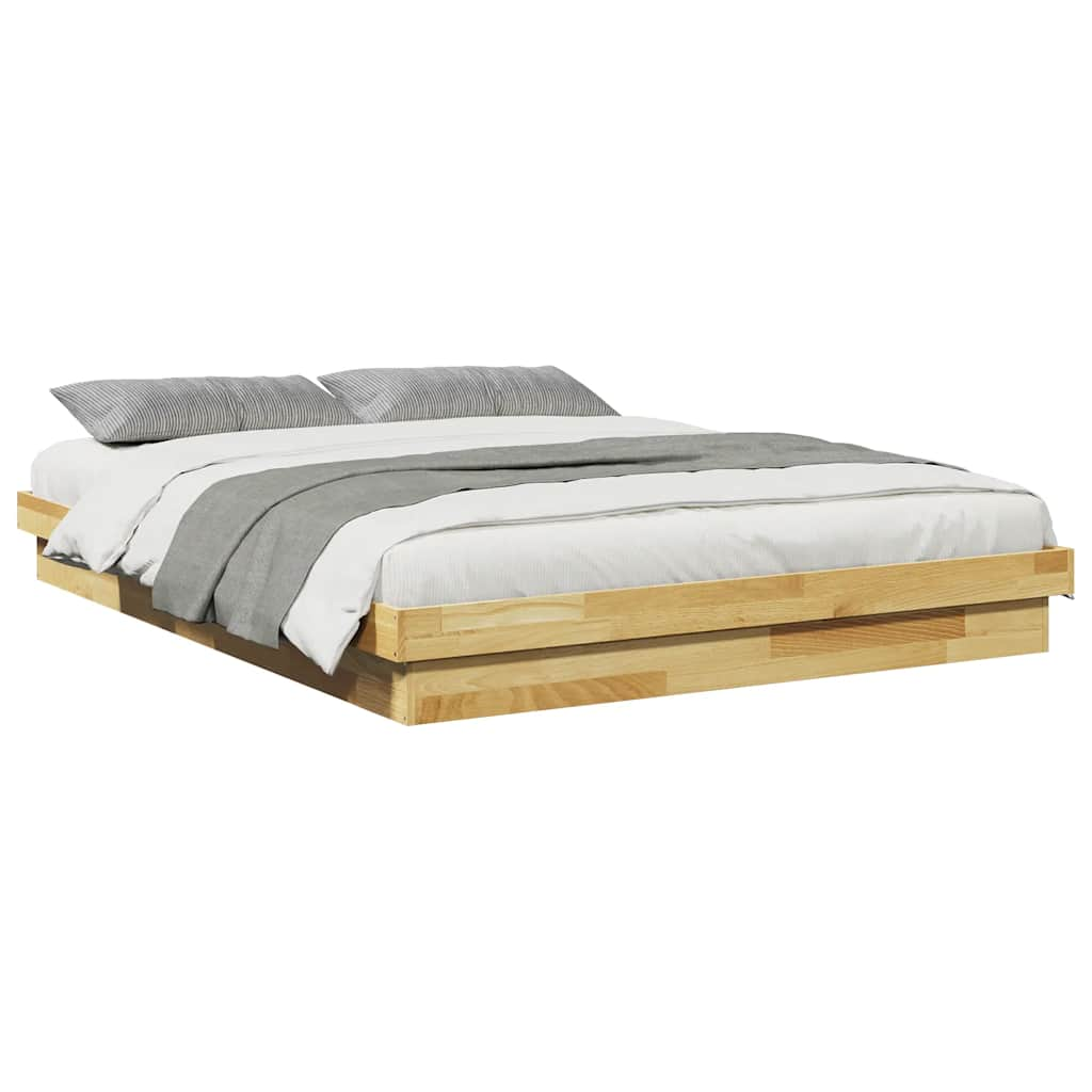 Cadre de lit sans matelas 140x200 cm bois massif de chêne