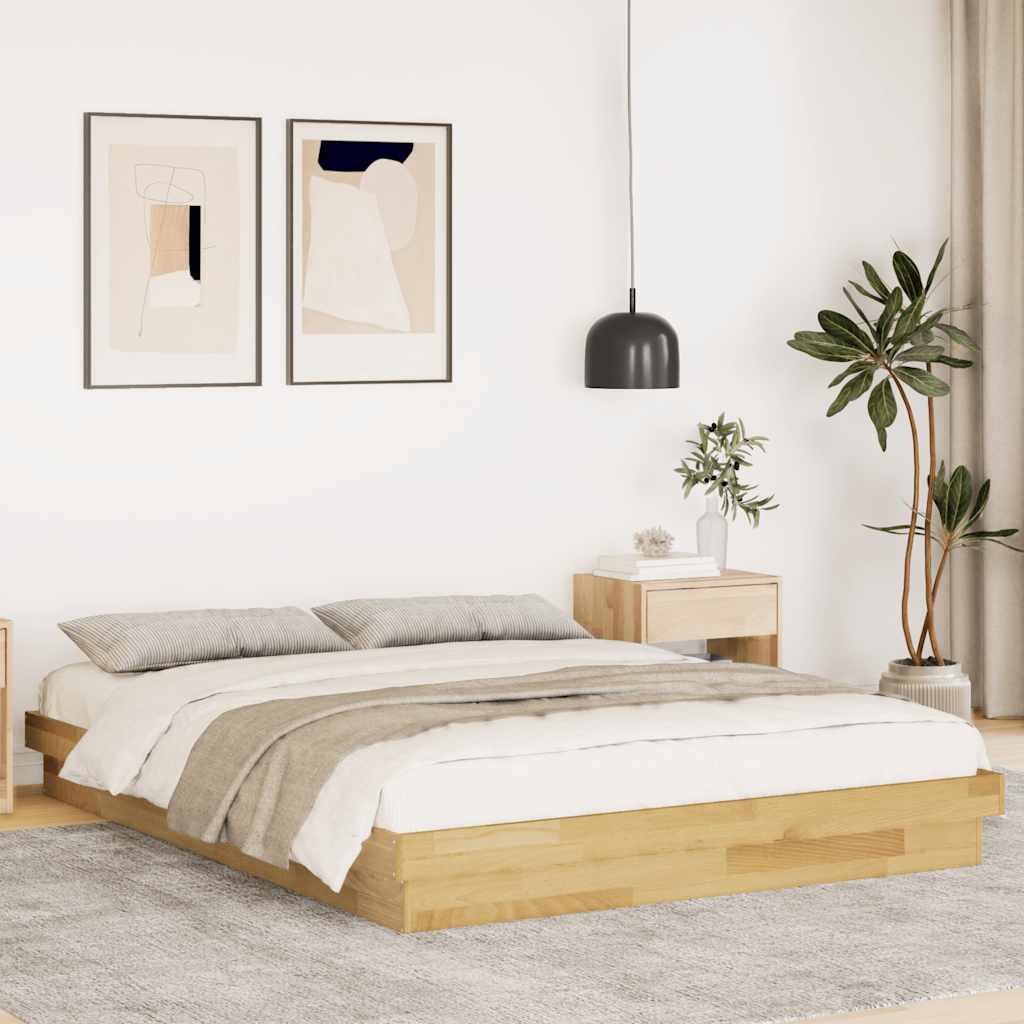 Cadre de lit sans matelas 140x200 cm bois massif de chêne