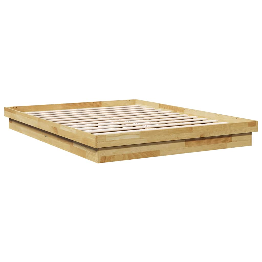 Cadre de lit sans matelas 140x190 cm bois massif de chêne