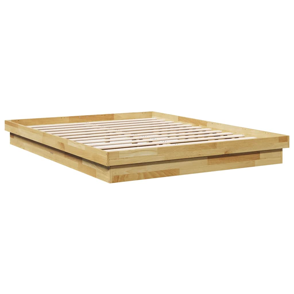 Cadre de lit sans matelas 135x190 cm bois massif de chêne