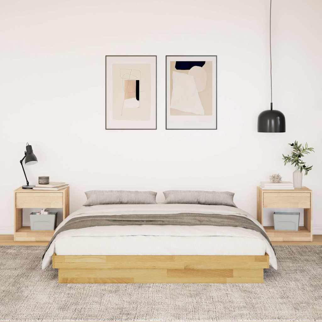 Bed frame without mattress 135x190 cm solid oak wood