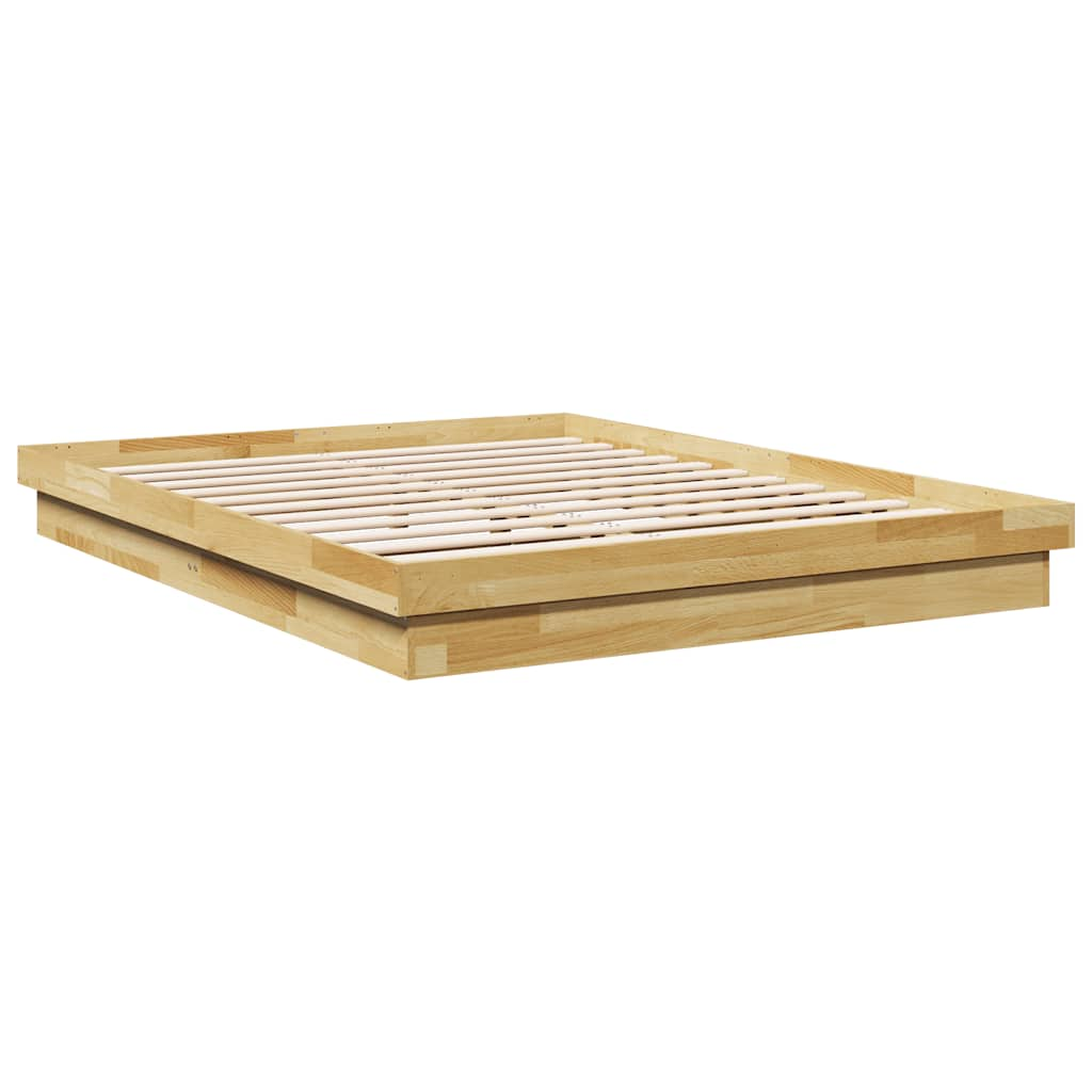 Cadre de lit sans matelas 135x190 cm bois massif de chêne