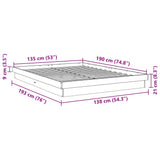 Cadre de lit sans matelas 135x190 cm bois massif de chêne