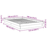 Cadre de lit sans matelas 120x190 cm bois massif de chêne