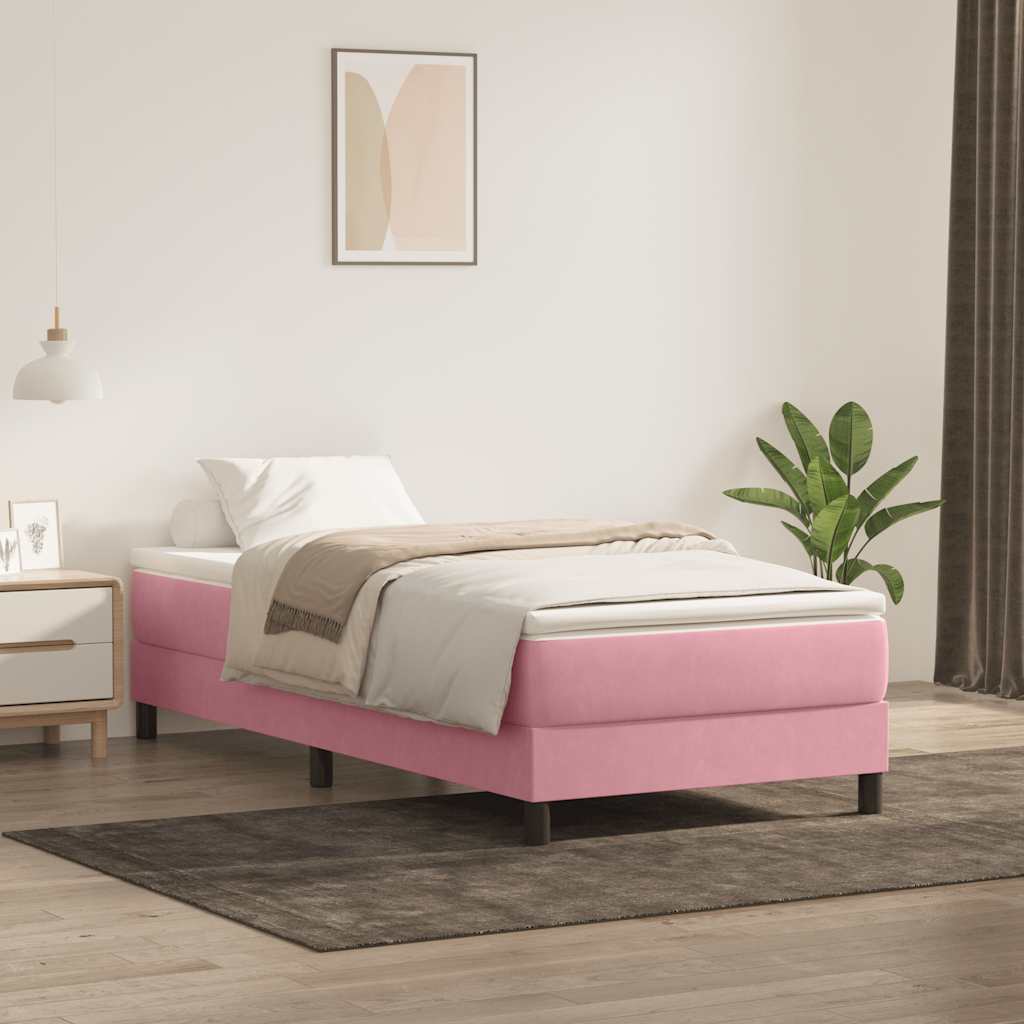 Sommier à lattes de lit sans matelas rose 80x210 cm velours