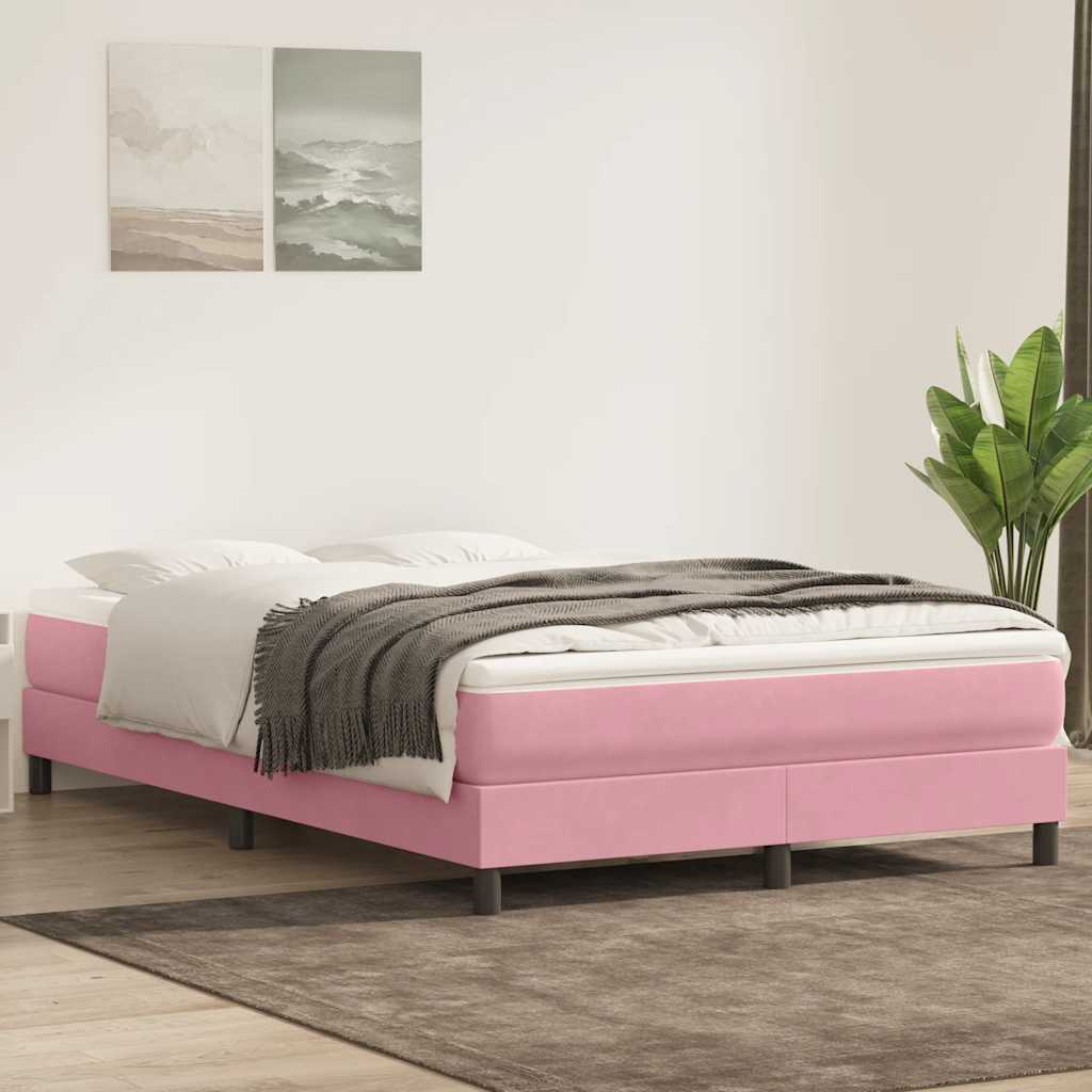 Sommier à lattes de lit sans matelas rose 140x210 cm velours