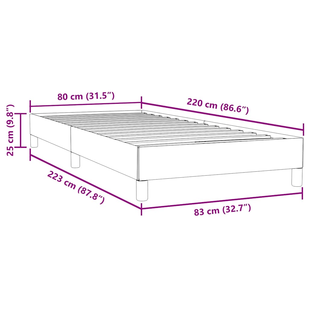 Sommier à lattes de lit sans matelas gris clair 80x220 cm