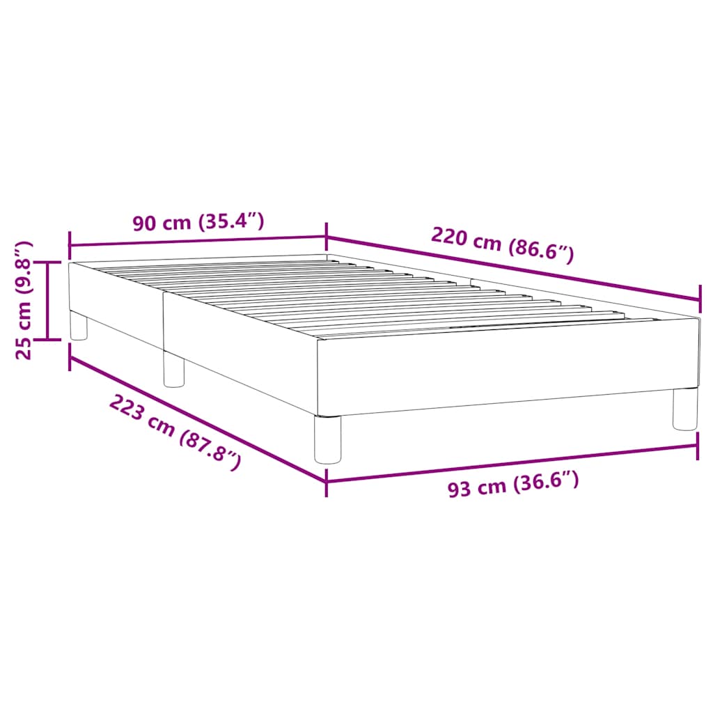 Sommier à lattes de lit sans matelas gris clair 90x220 cm