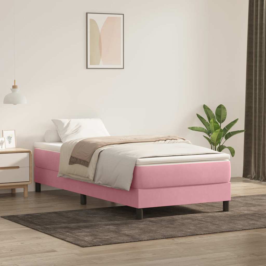 Sommier à lattes de lit sans matelas rose 90x220 cm velours