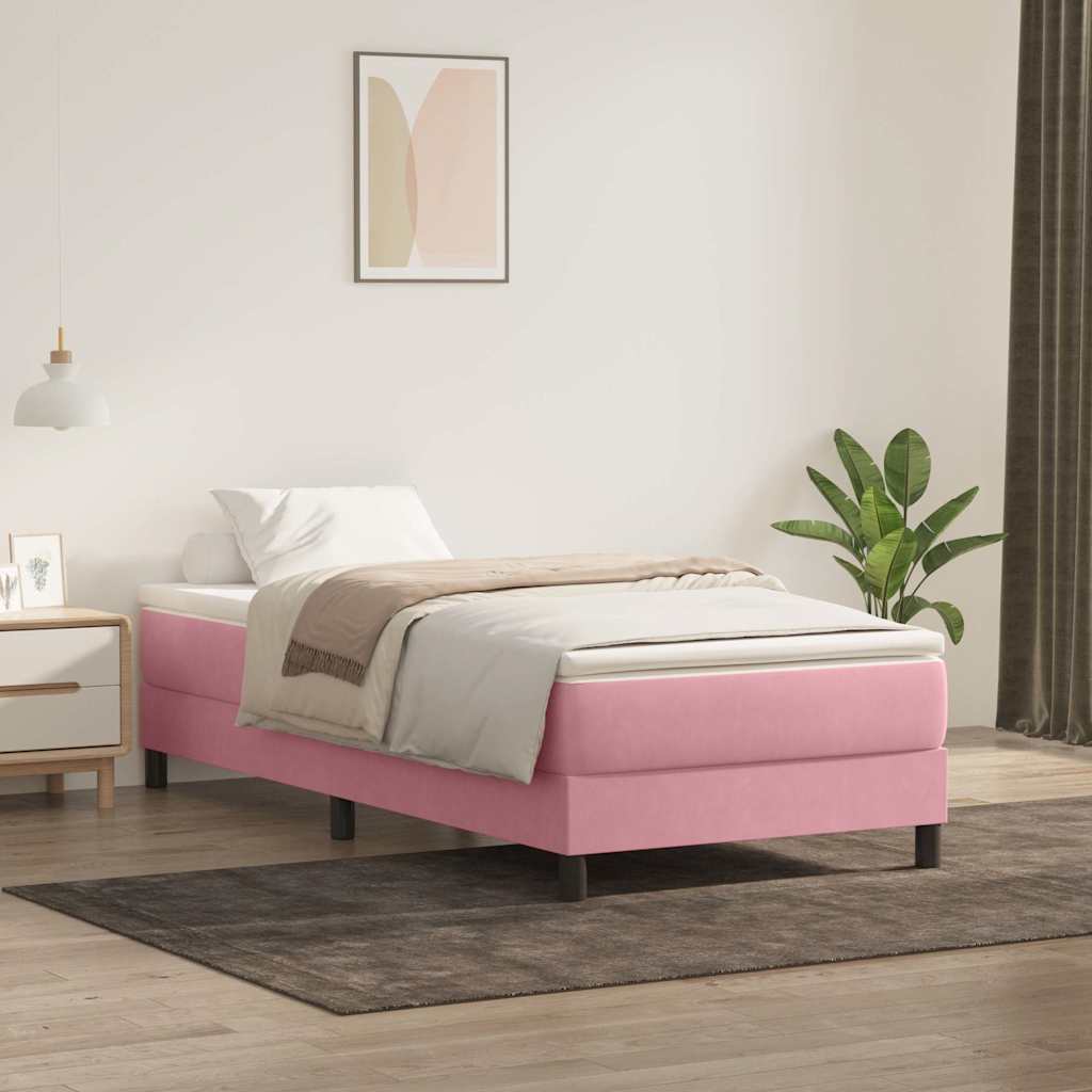 Sommier à lattes de lit sans matelas rose 100x220 cm velours