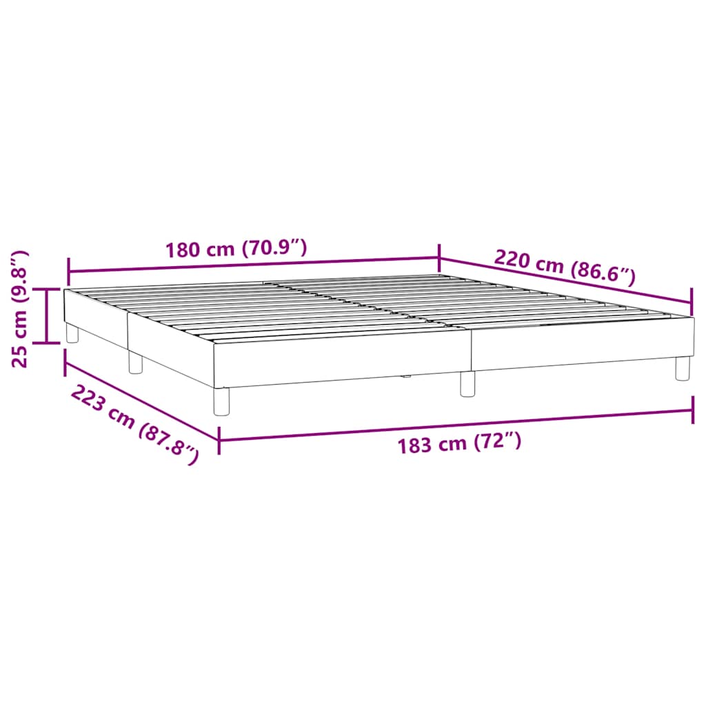 Sommier à lattes de lit sans matelas rose 180x220 cm velours