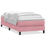 Sommier à lattes de lit avec matelas rose 80x210 cm velours