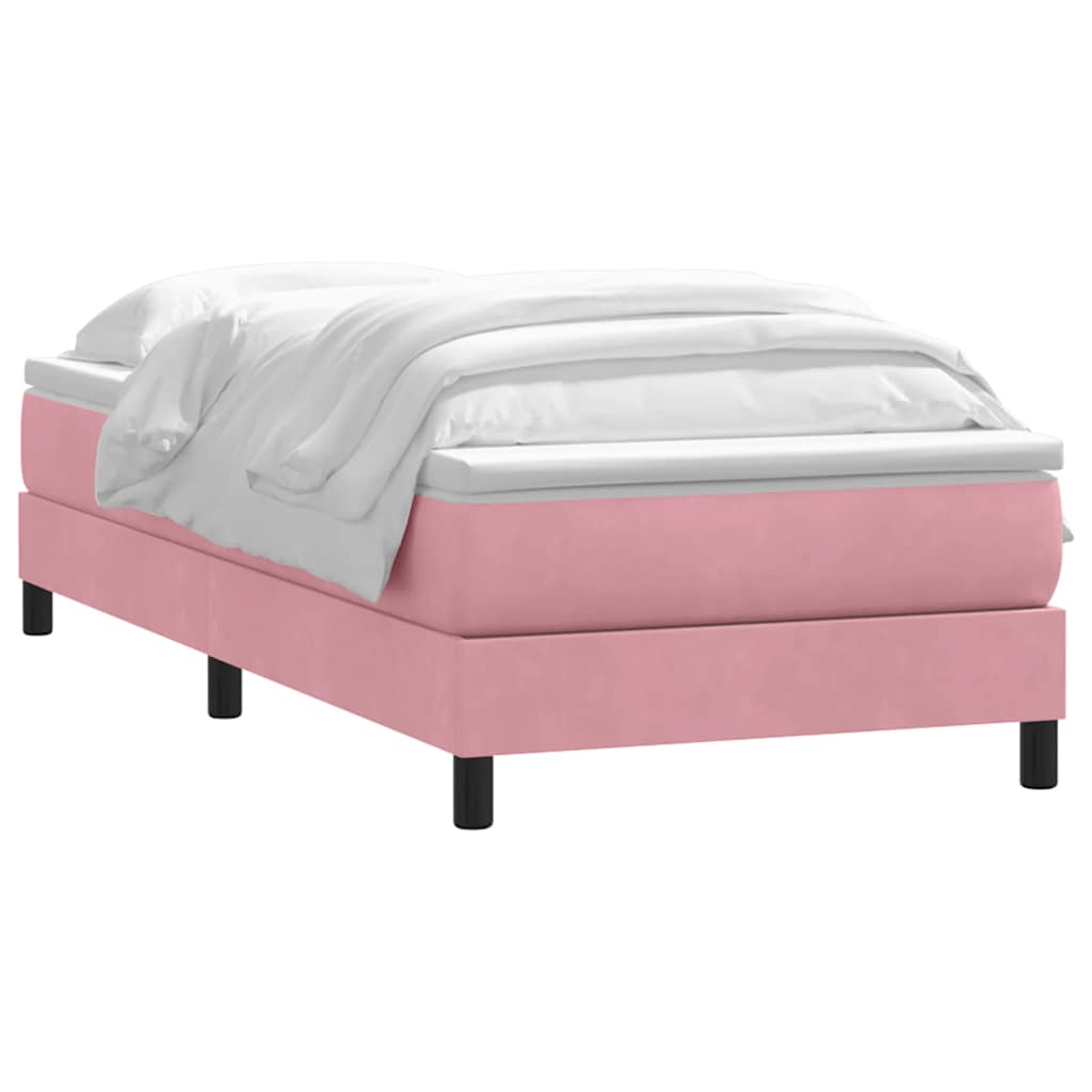 Sommier à lattes de lit avec matelas rose 80x210 cm velours