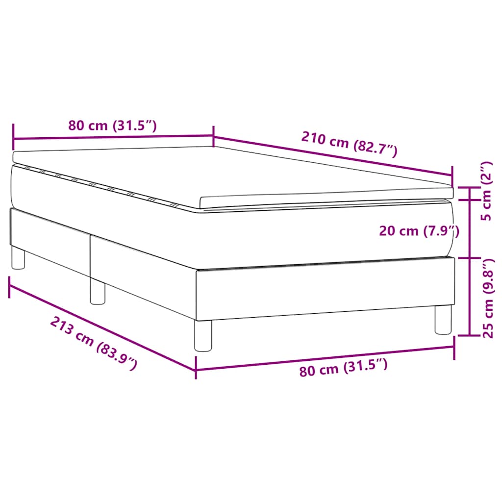 Sommier à lattes de lit avec matelas rose 80x210 cm velours