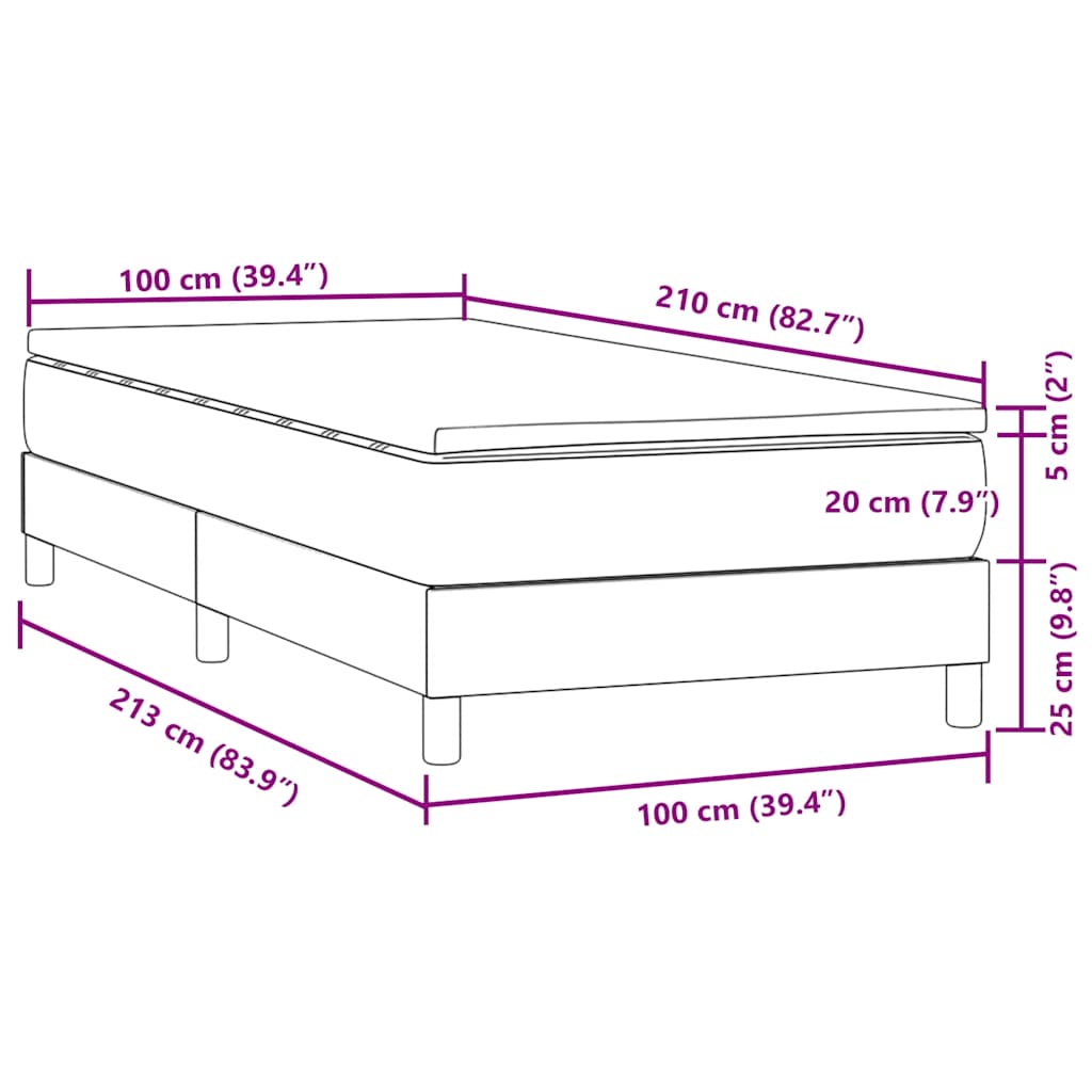 Sommier à lattes de lit avec matelas noir 100x210 cm velours