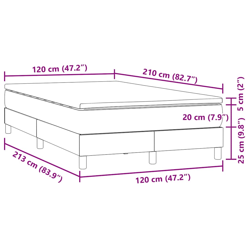 Sommier à lattes de lit et matelas gris clair 120x210cm velours