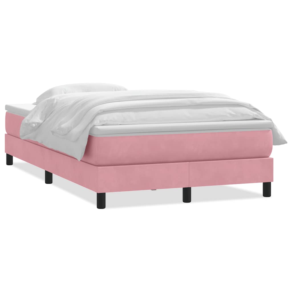 Sommier à lattes de lit avec matelas rose 120x210 cm velours