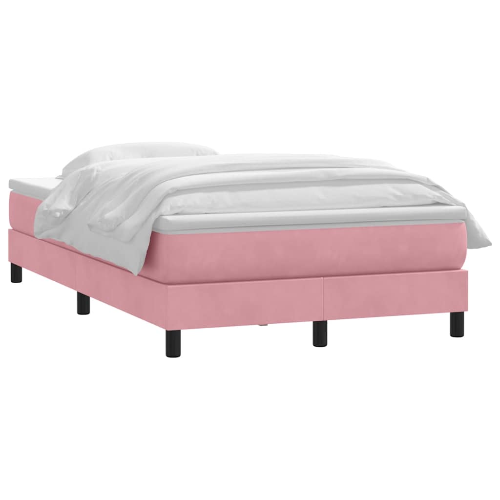 Sommier à lattes de lit avec matelas rose 120x210 cm velours