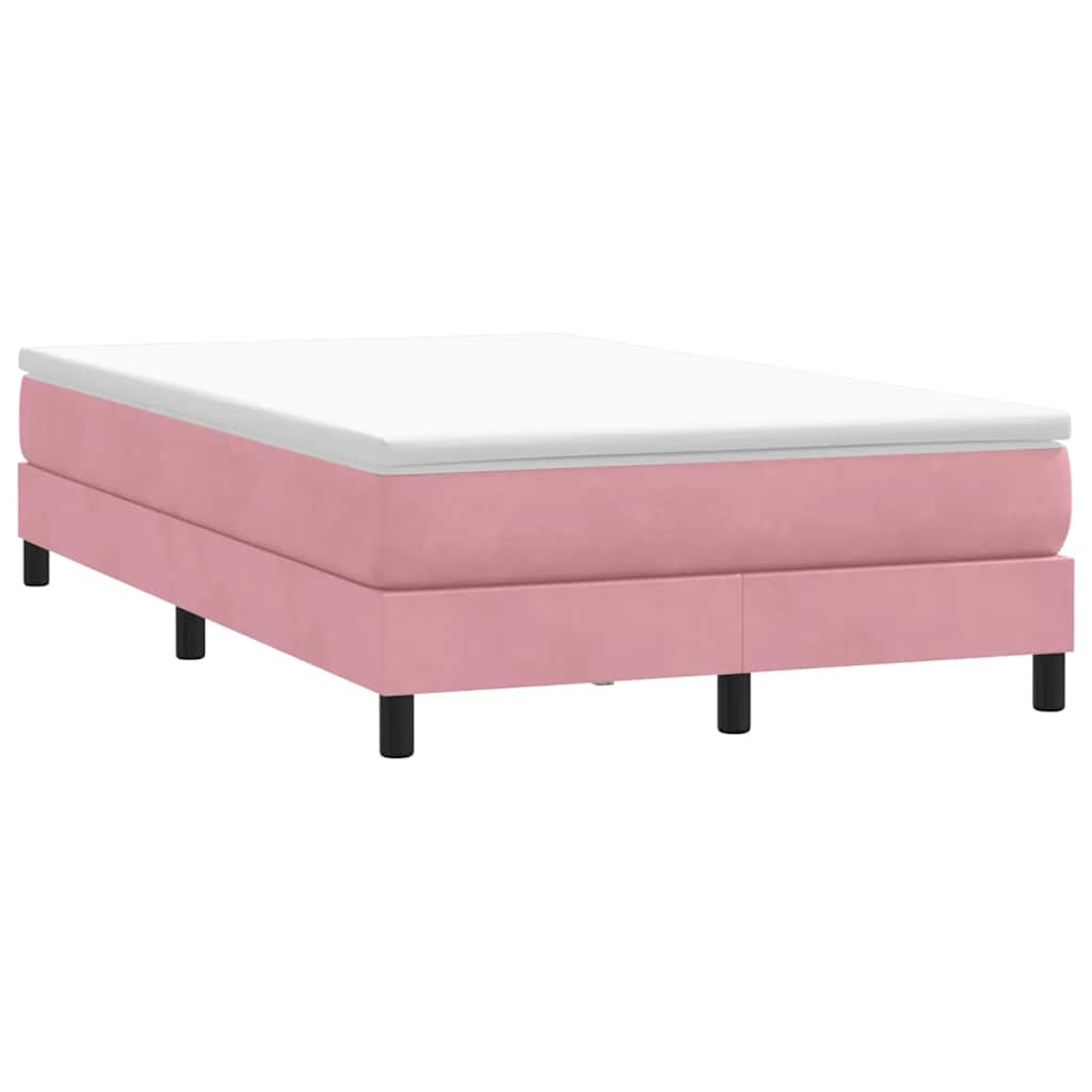 Sommier à lattes de lit avec matelas rose 120x210 cm velours