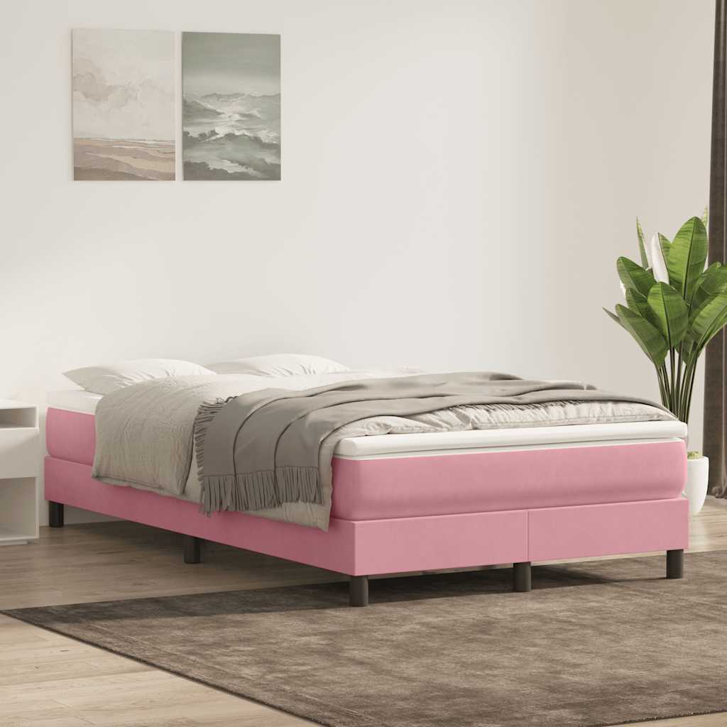 Sommier à lattes de lit avec matelas rose 120x210 cm velours