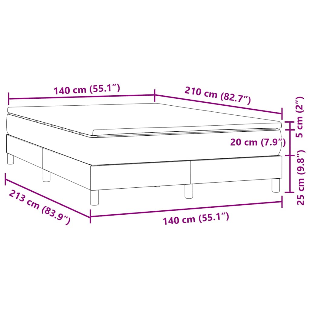 Sommier à lattes de lit avec matelas rose 140x210 cm velours