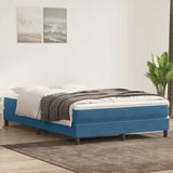 Dark blue slatted bed base and mattress 160x210cm velvet