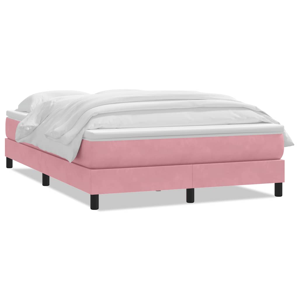 Slatted bed base with pink mattress 160x210 cm velvet