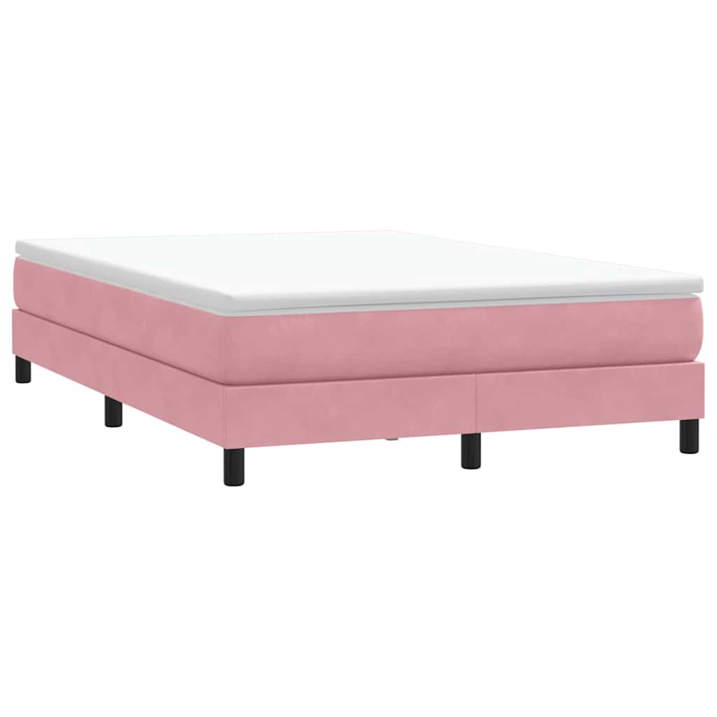 Slatted bed base with pink mattress 160x210 cm velvet