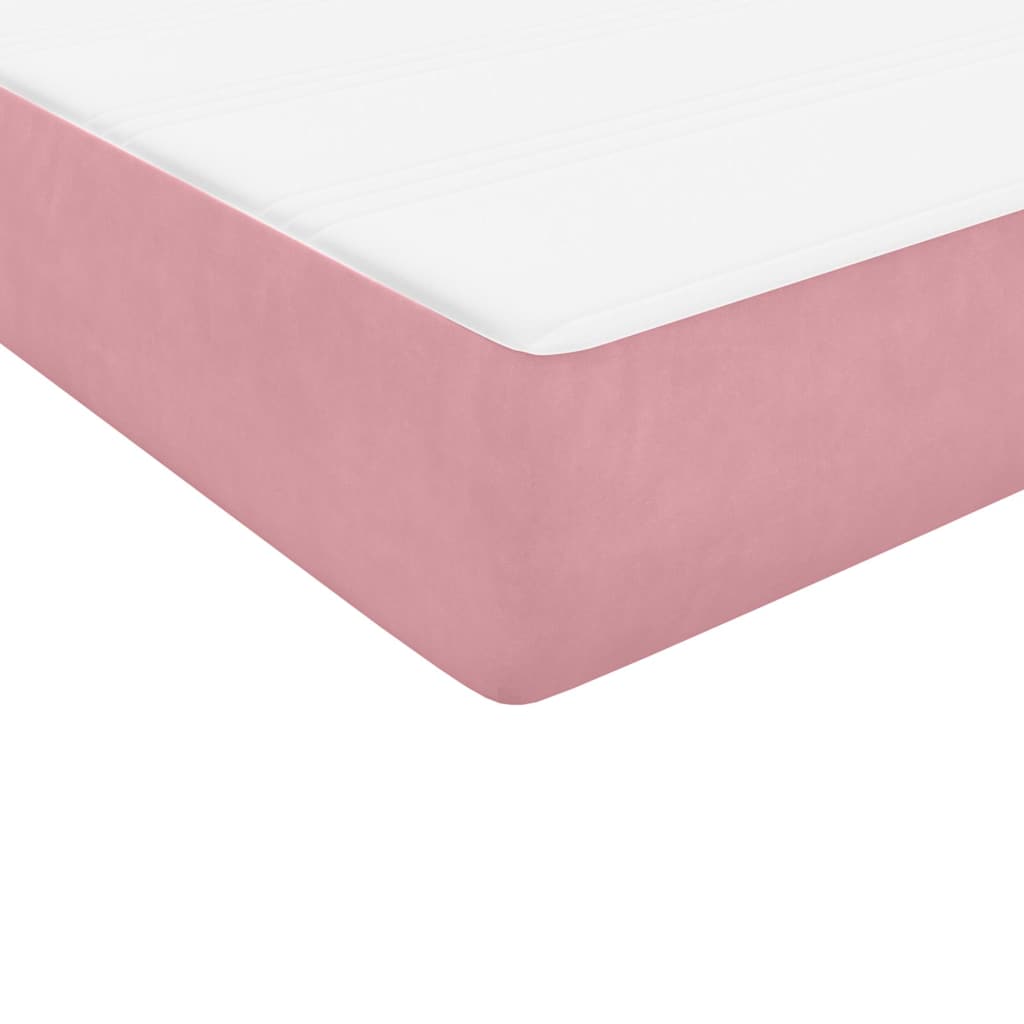 Slatted bed base with pink mattress 160x210 cm velvet