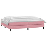 Sommier à lattes de lit avec matelas rose 180x210 cm velours