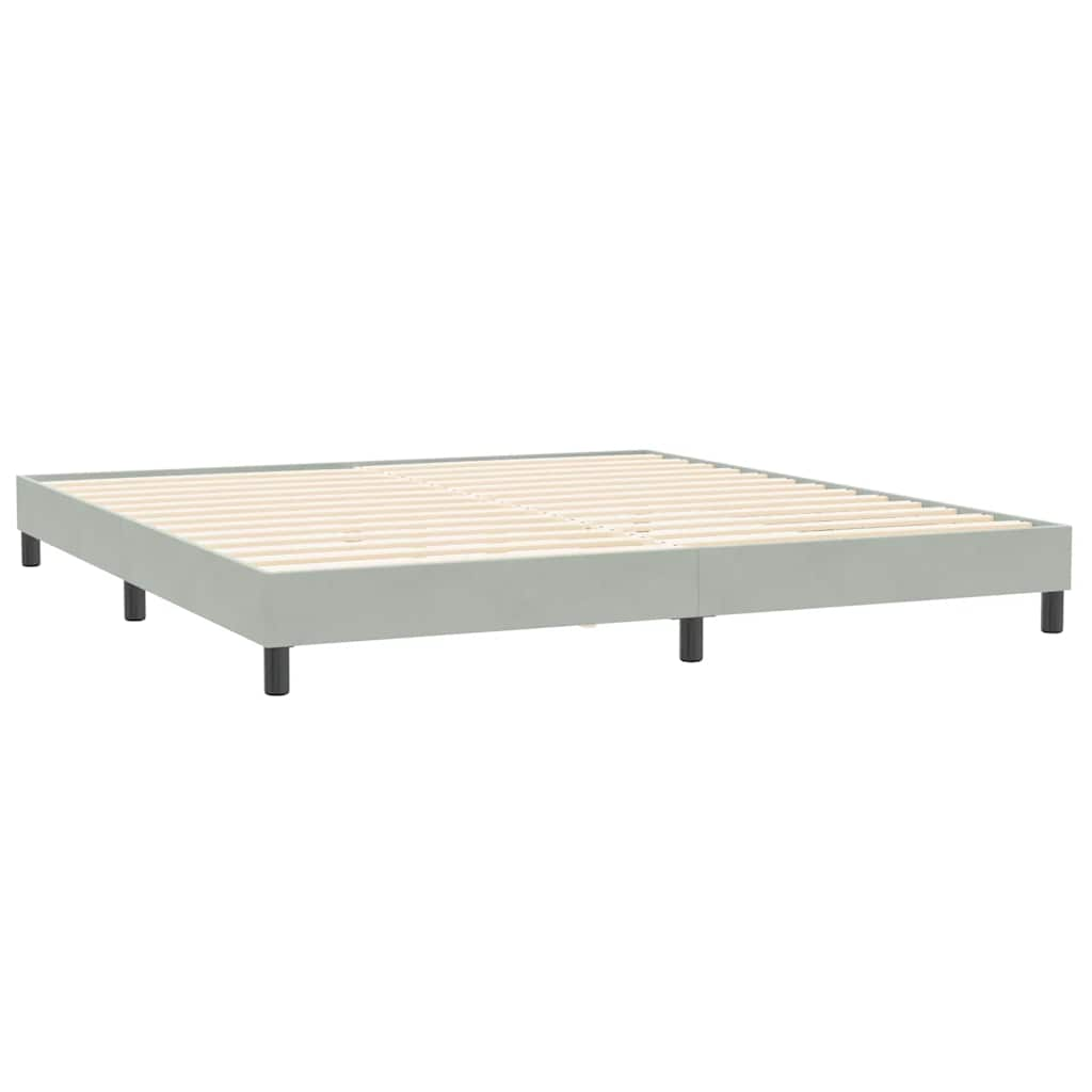 Sommier à lattes de lit et matelas gris clair 200x210cm velours