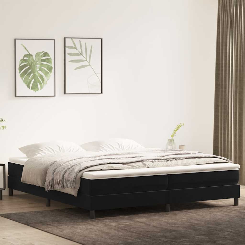 Slatted bed base with black mattress 200x210 cm Velvet