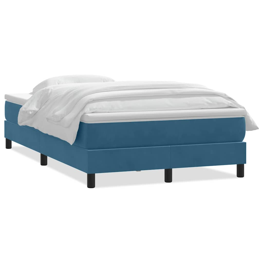 Dark blue slatted bed base and mattress 120x220cm velvet