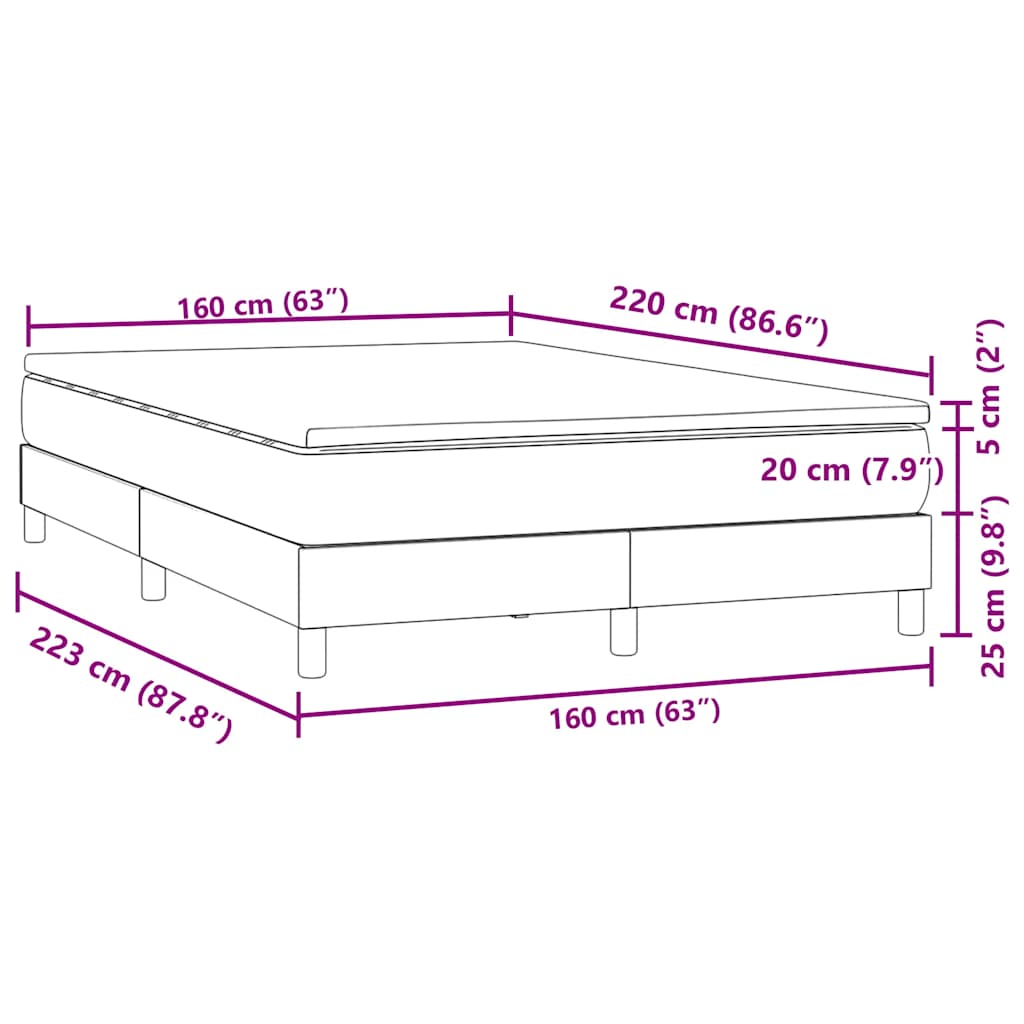 Sommier à lattes de lit avec matelas rose 160x220 cm velours