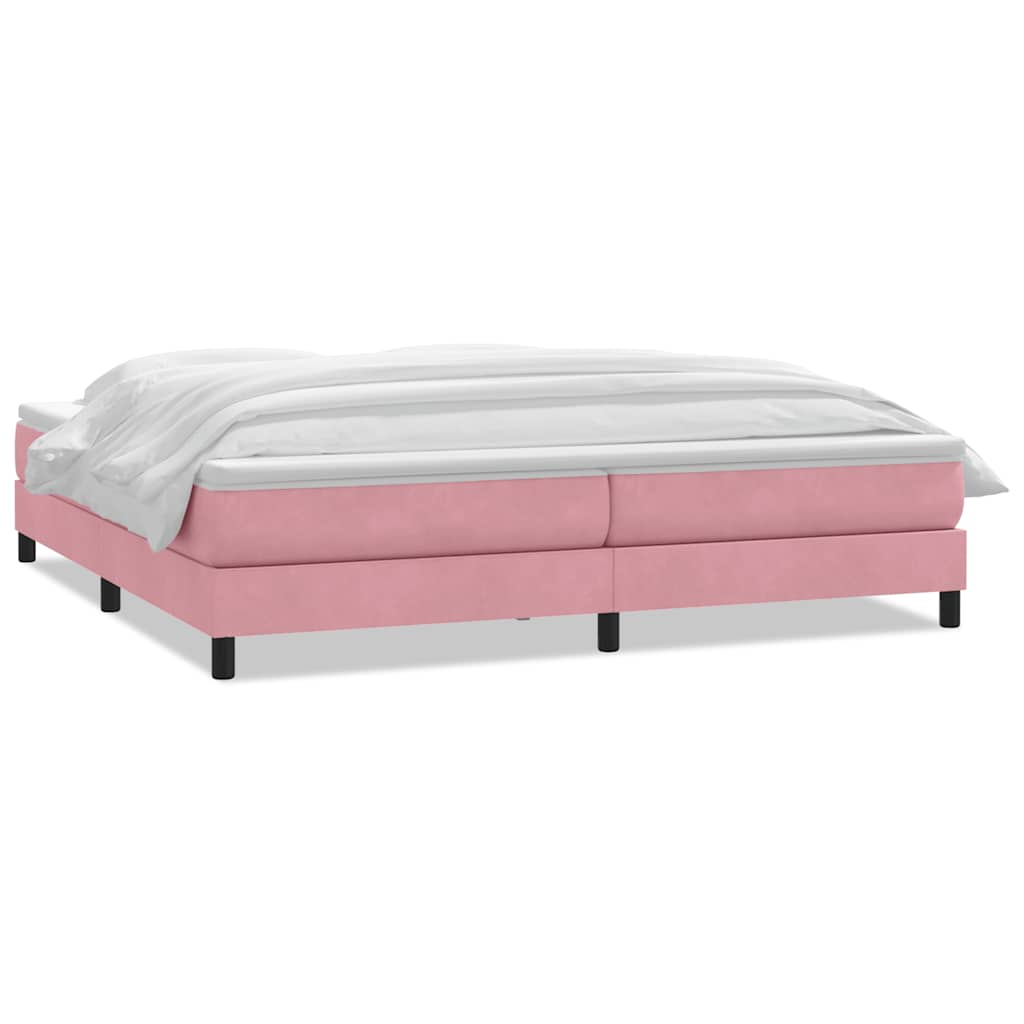 Slatted bed base with pink mattress 200x220 cm velvet