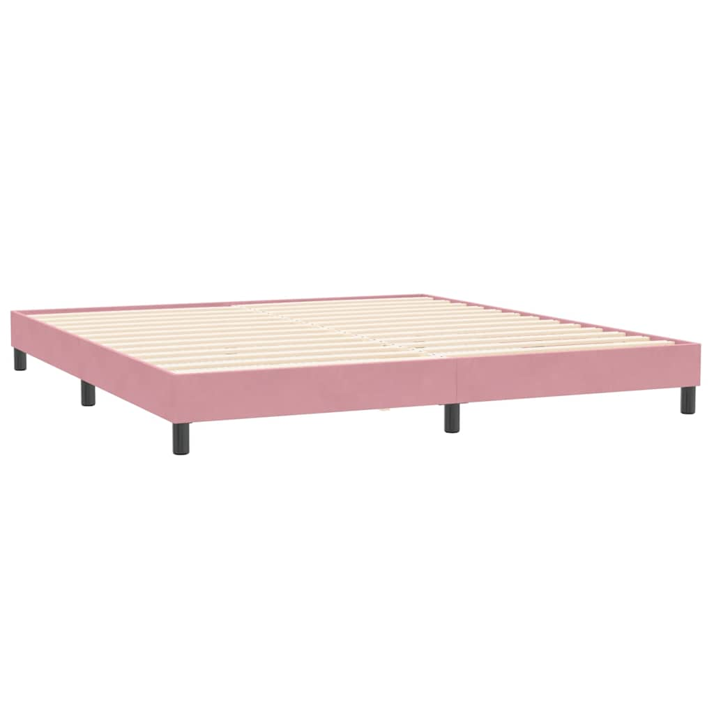 Slatted bed base with pink mattress 200x220 cm velvet