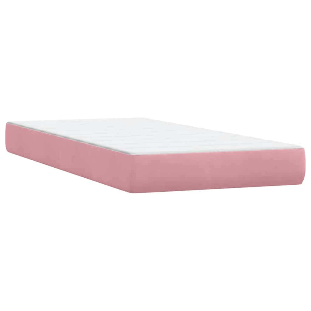 Slatted bed base with pink mattress 200x220 cm velvet