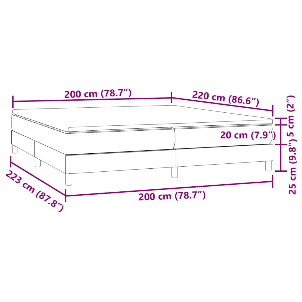 Sommier à lattes de lit avec matelas rose 200x220 cm velours